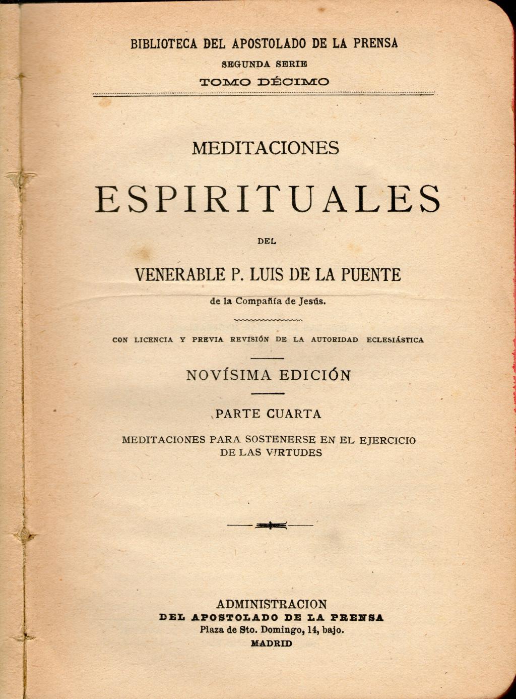 Coberta de Meditaciones espirituales (Tom X)